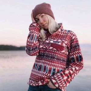 Patagonia Synchilla Pullover Sweater Kuta Klash Dark Red Currant Red Size XL